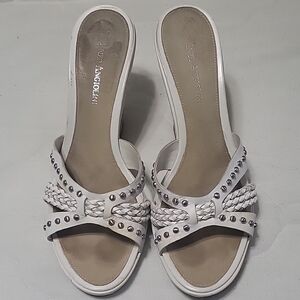 Enzo Angiolini White Studded Mules